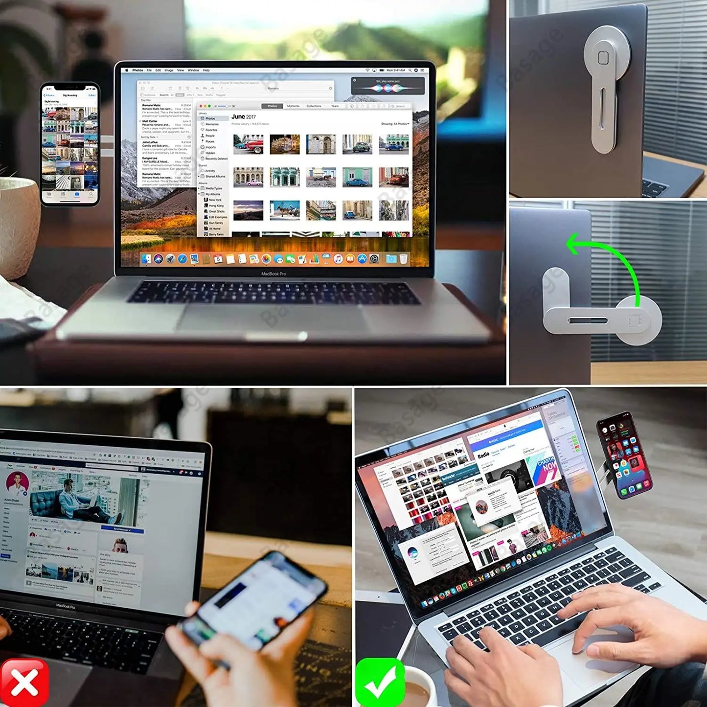 Magnetic Slim and Foldable Laptop and Monitor Side Phone Holder for iPhone 14/13/12 Series and All Smartphones