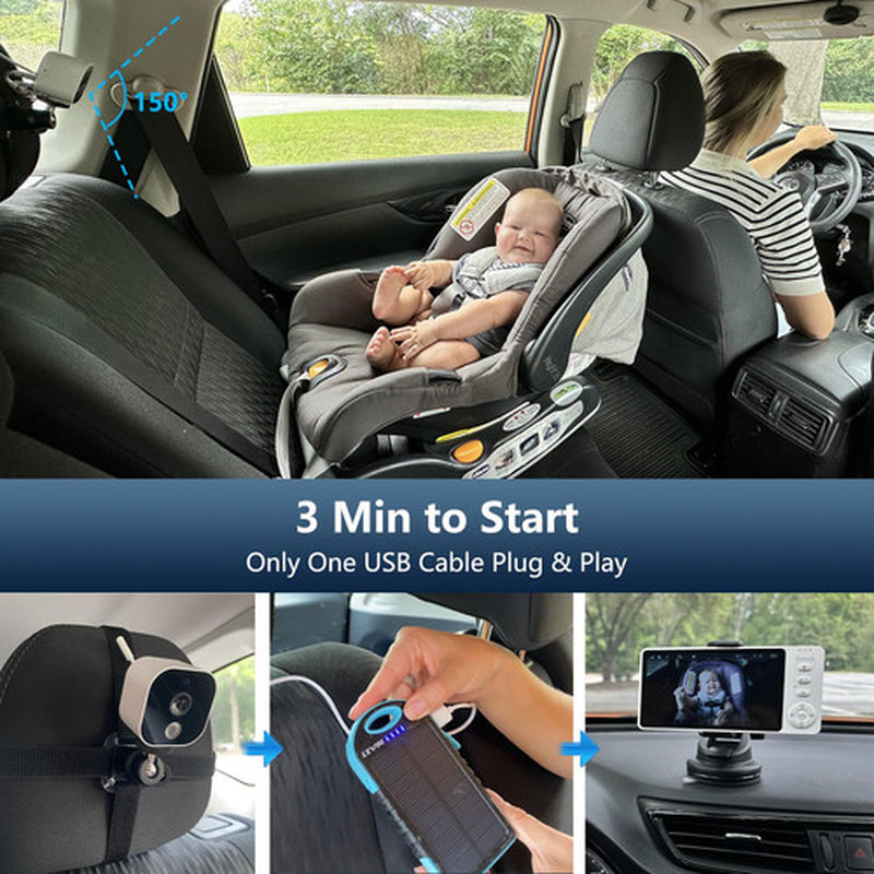Baby Car Camera Backseat Wireless Baby Monitor with Camera (Max. Range 1000FT...