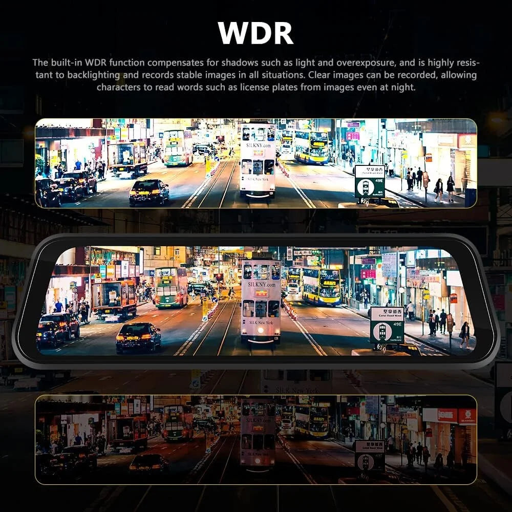 2.5K Mirror Dash Cam, 10" Rear View Mirror Camera, 1440P Front and 1080P Rear Camera with Wifi, Night Vision, Parking Assistance, Free 32GB Card