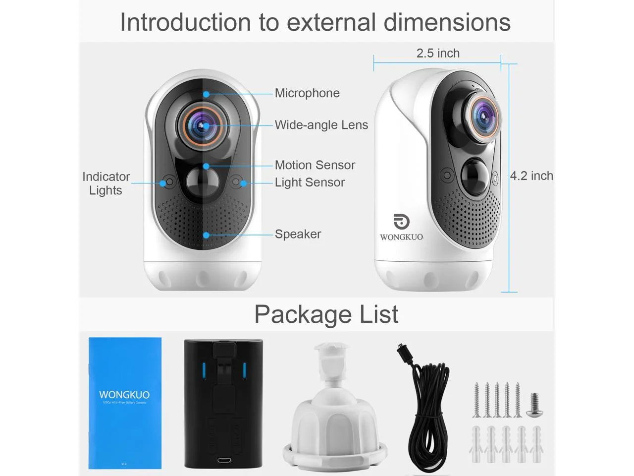 Home Security Camera Outdoor, Ip/Network Camera, Wireless Surveillance Security Cameras with 1080P Night Vision/ PIR Motion Detection/ 2-Way Audio/ IP65 Waterproof