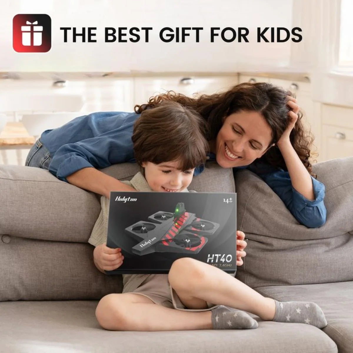 HT40 2 in 1 Drones for Kids Adults, Remote Control Drone Airplane for Beginners, RC Quadcopter Drone with Land Mode Fly Mode, Altitude Hold, Headless Mode, 3D Flips, Emergency Stop