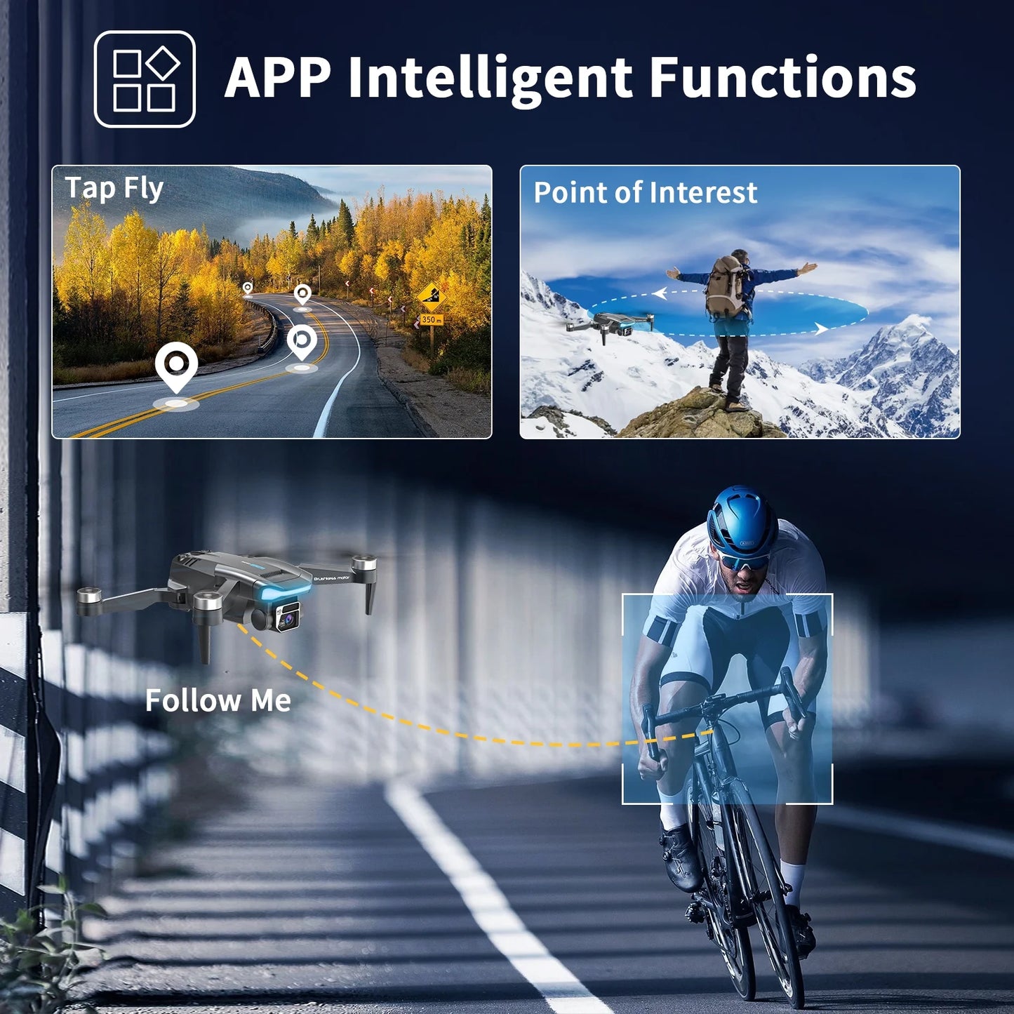 GPS Drone F194 with Camera for Adults 4K , Foldable Drone for Beginners with Auto Return Home, Optical Flow Positioning, Follow Me, Brushless Motor, 2 Batteries