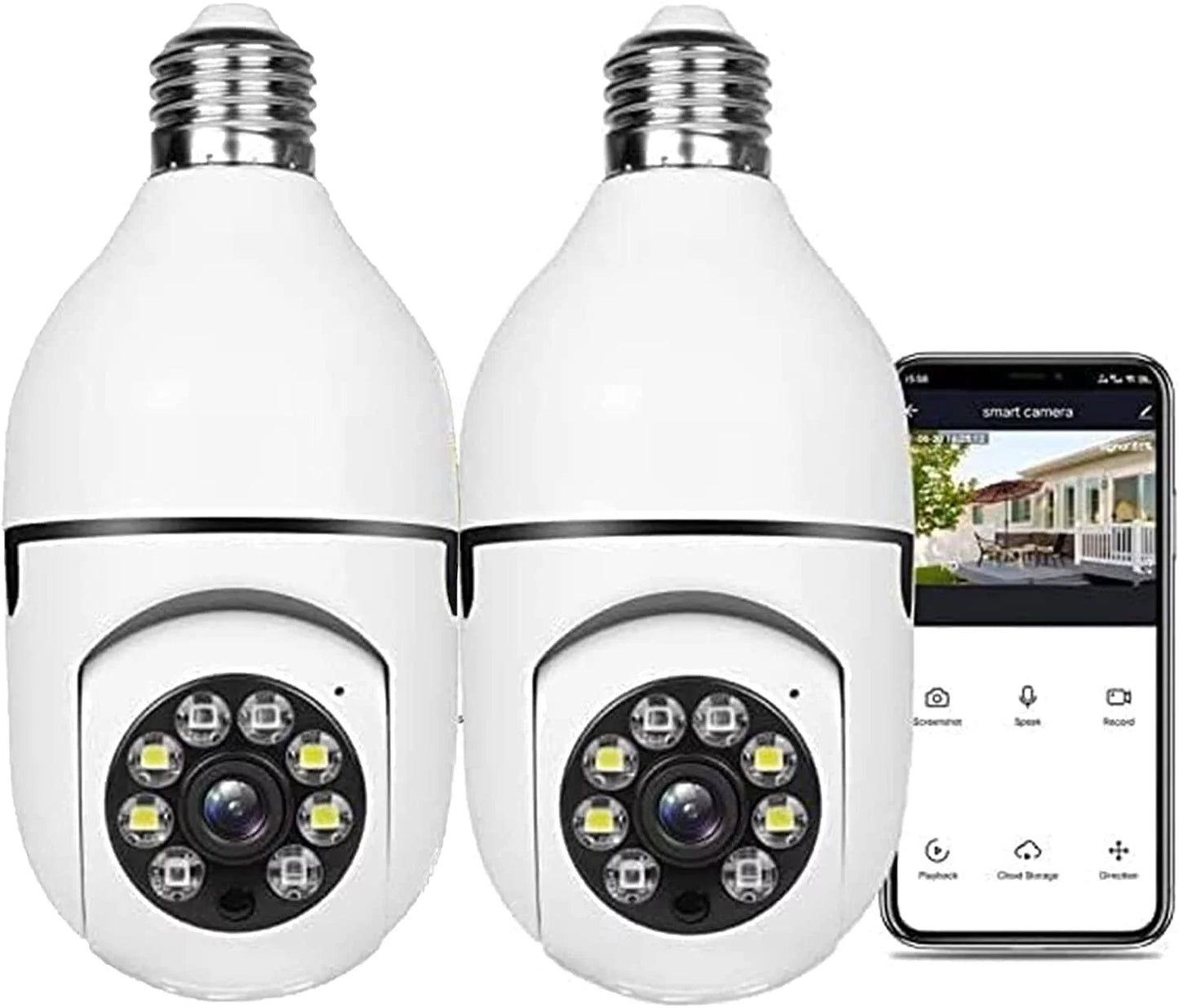 Light Bulb Camera, 2 Pack Security Camera 1080P, 360 Surveillance Camera(2.4Ghz Wifi)
