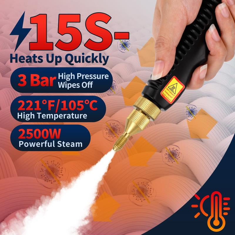 Steam Cleaner 2500W Electric High Pressure Handheld Steamer for Cleaning Portable Car Steam Cleaner High-Temperature Steamer Cleaner for Car Detailing Home Kitchen Hood Use