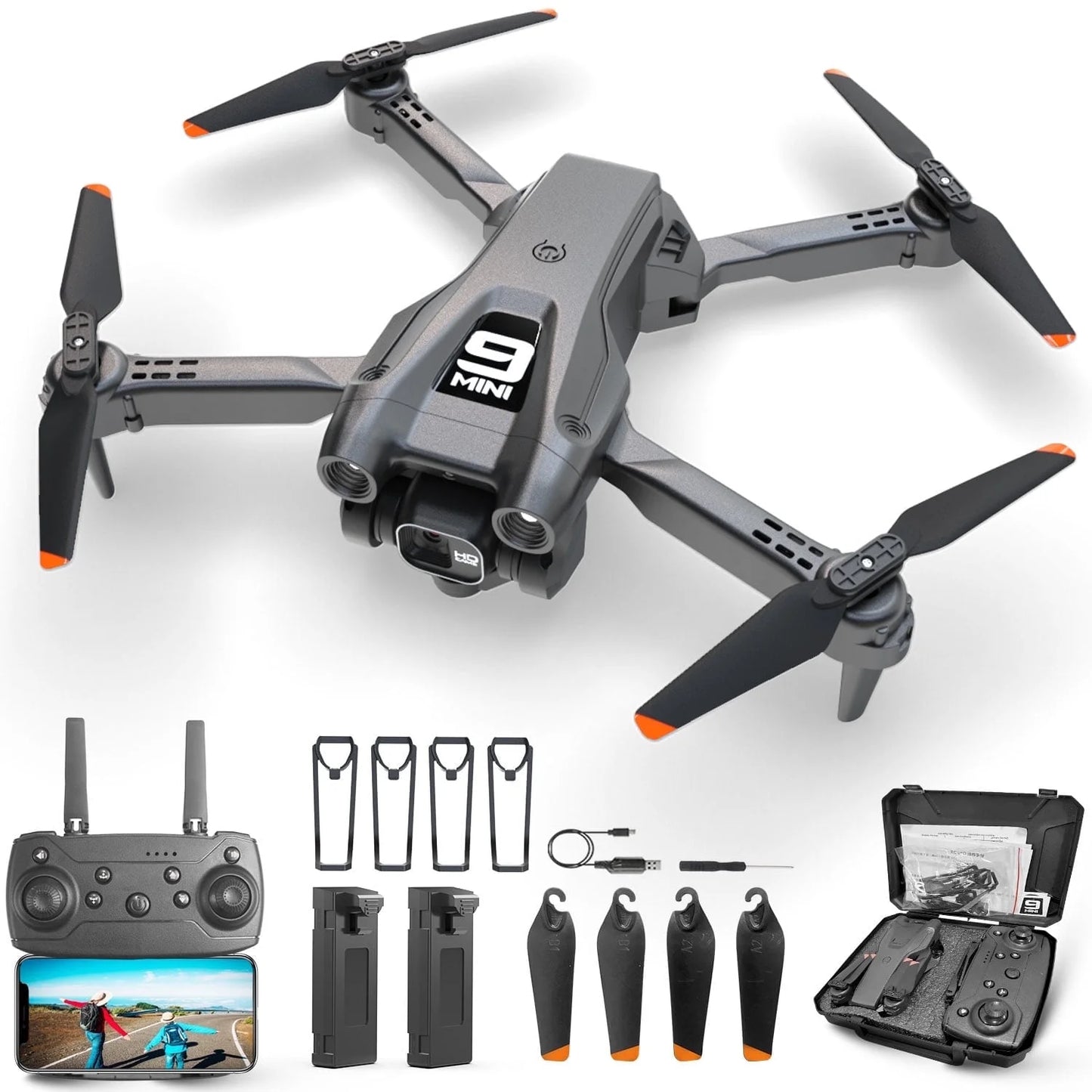 RC Drone with 4K Camera for Adults,Quadcopter with High Speed Brushless Motor, Altitude Hold, Waypoint Fly, 2 Modular 1800Mah Batteries for 30 Mins Long Flight, Carrying Case, Black