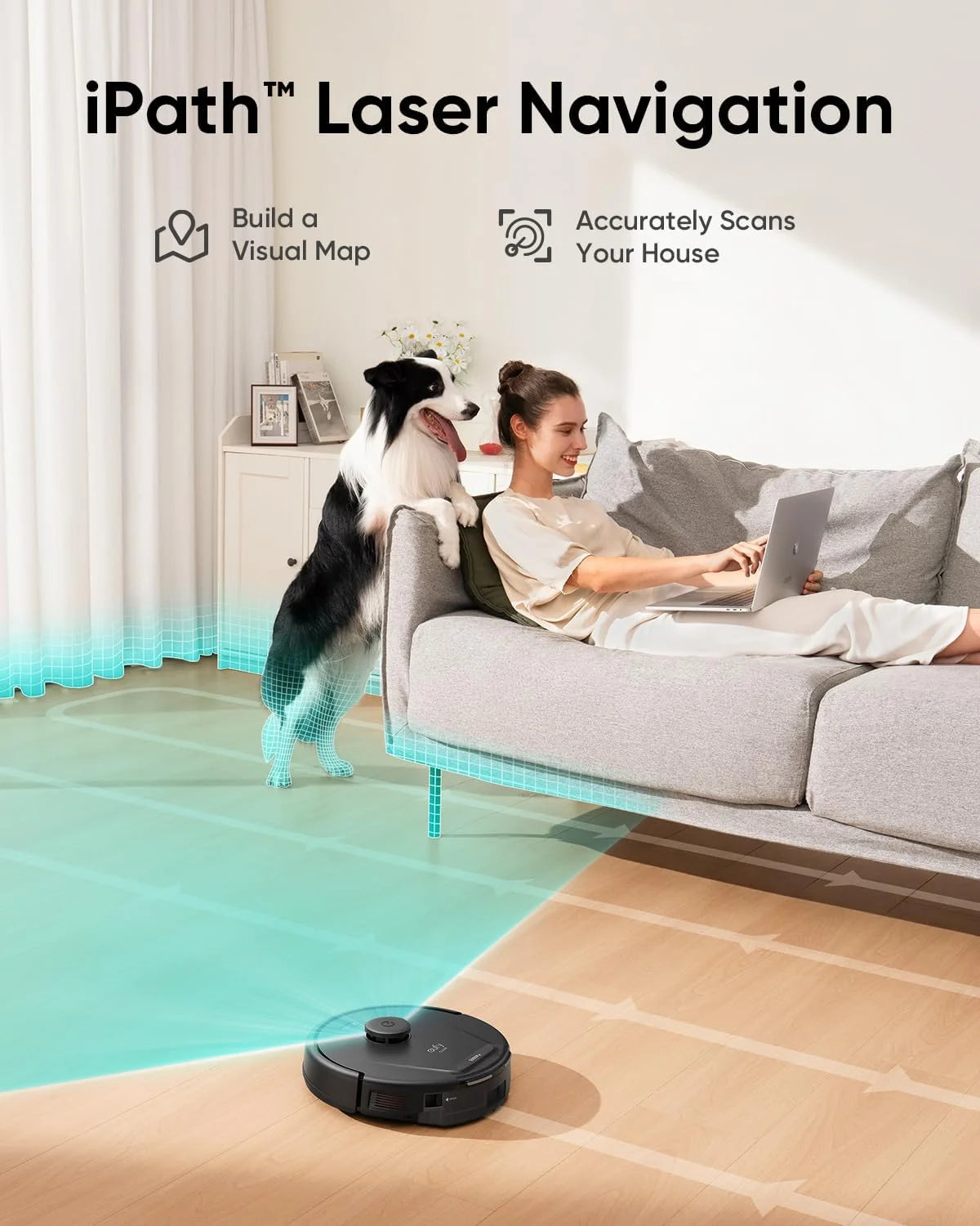 L60 Robot Vacuum, Ultra Strong 5,000 Pa Suction, Ipath Laser Navigation, for Deep