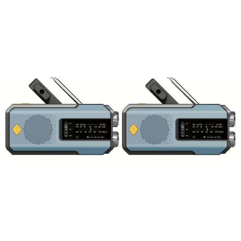 Emergency Hand Crank Radio with 3Leds Flashlight, AM/FM Portable Weather Radio with 2000Mah Power Bank Phone Charger & SOS Alarm, Solar Powered/Usb Rechargeable Radio for Outdoor Camping