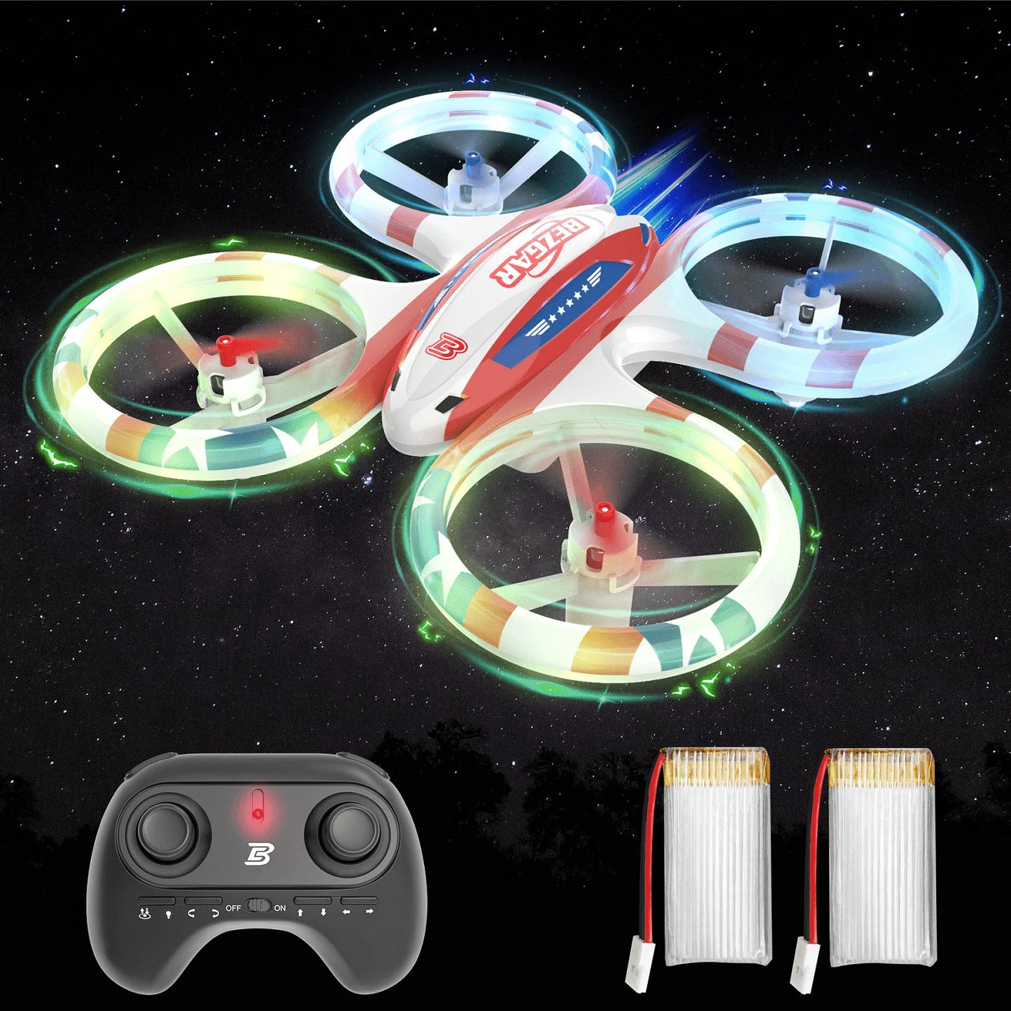 Drones Forkids, LED Stunt Drones Mini Quadcopter with LED Lights for Kids Boys Girls, White