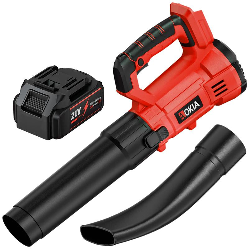 Cordless Leaf Blower with Battery and Charger, 6-Speed Electric Blower for Lawn Care, Patio Cleaning, and More, Ideal for Blowing Leaves, Snow, and Debris, Green/Red Cordless Electric