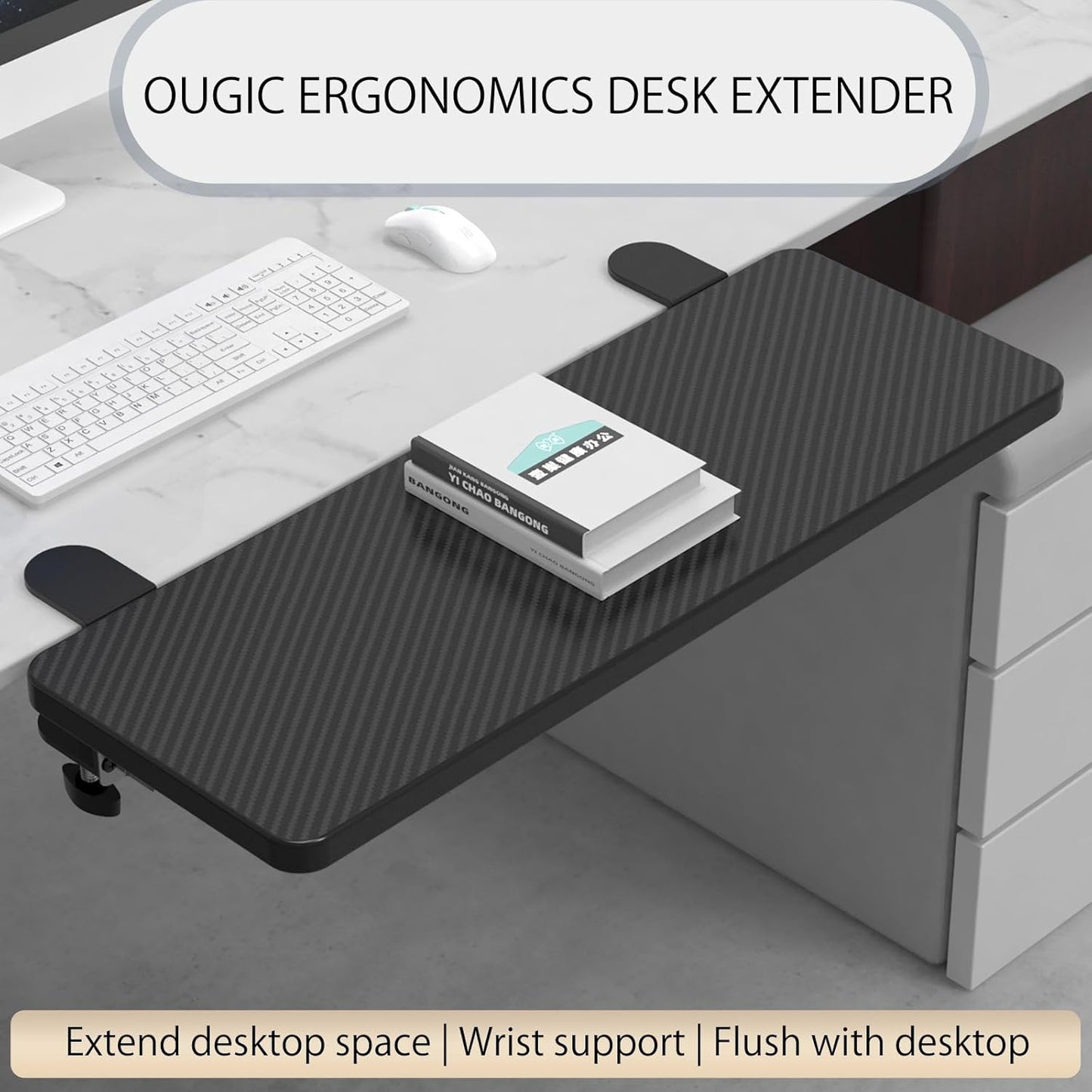 Ergonomic Desk Extension Tray, 75X24Cm, Clamp without Punch, Keyboard Drawer Tray, Computer Armrest Table Stand