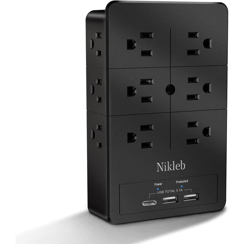 Multi Plug Outlet Extender, Surge Protector 12 Outlets, Wall Plug with 2 Usb+Type C, Outlet Splitter Heavy Duty for Home, Office, Garage Improvement
