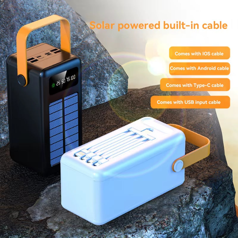 100000Mah Large Capacity Power Bank Outdoor Camping LED Light with Detachable Four-Wire Solar Charging Power Bank