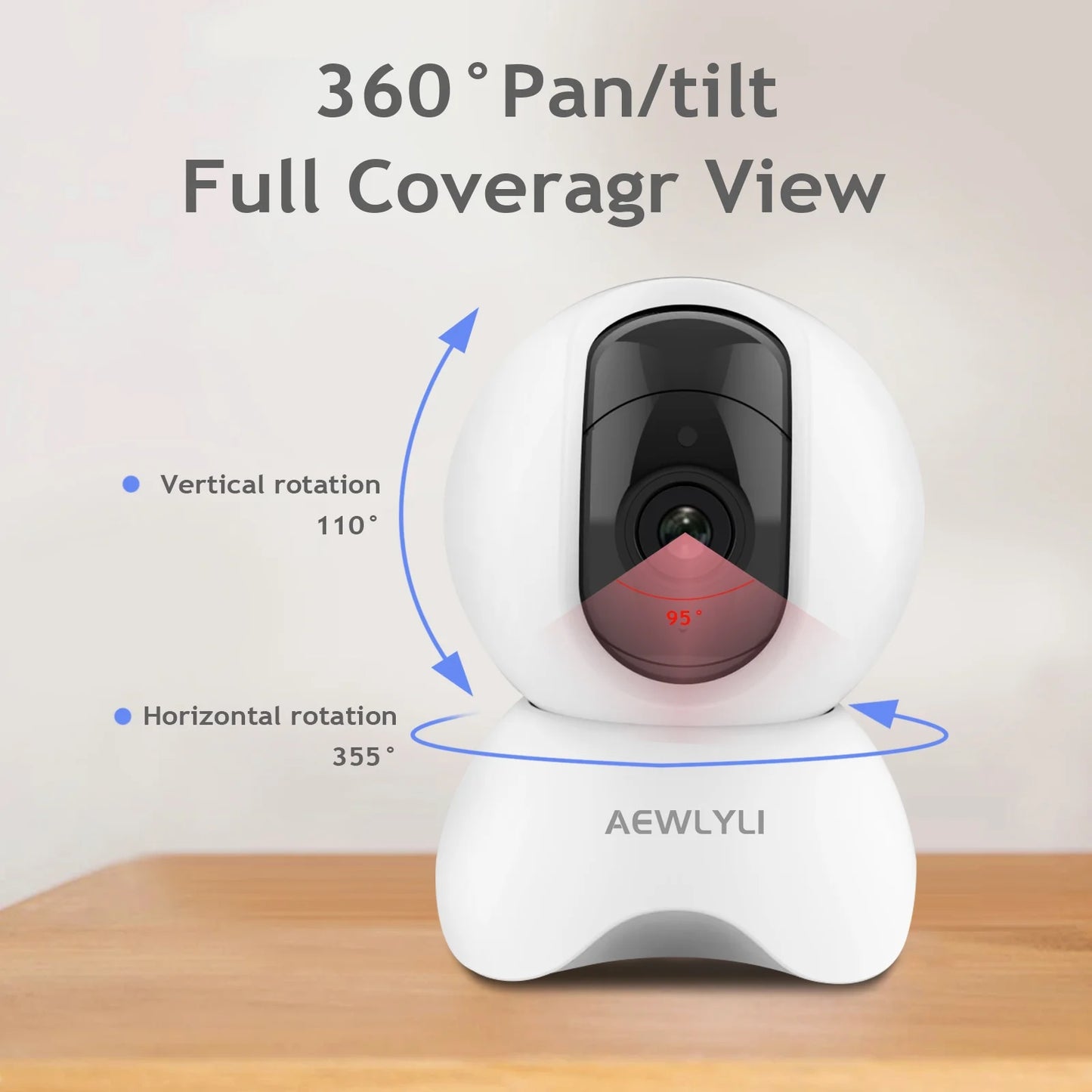 Baby Monitor Security Camera, 360° 1080P HD Wifi Camera, Night Vision for Baby, Pet Dog and Elderly
