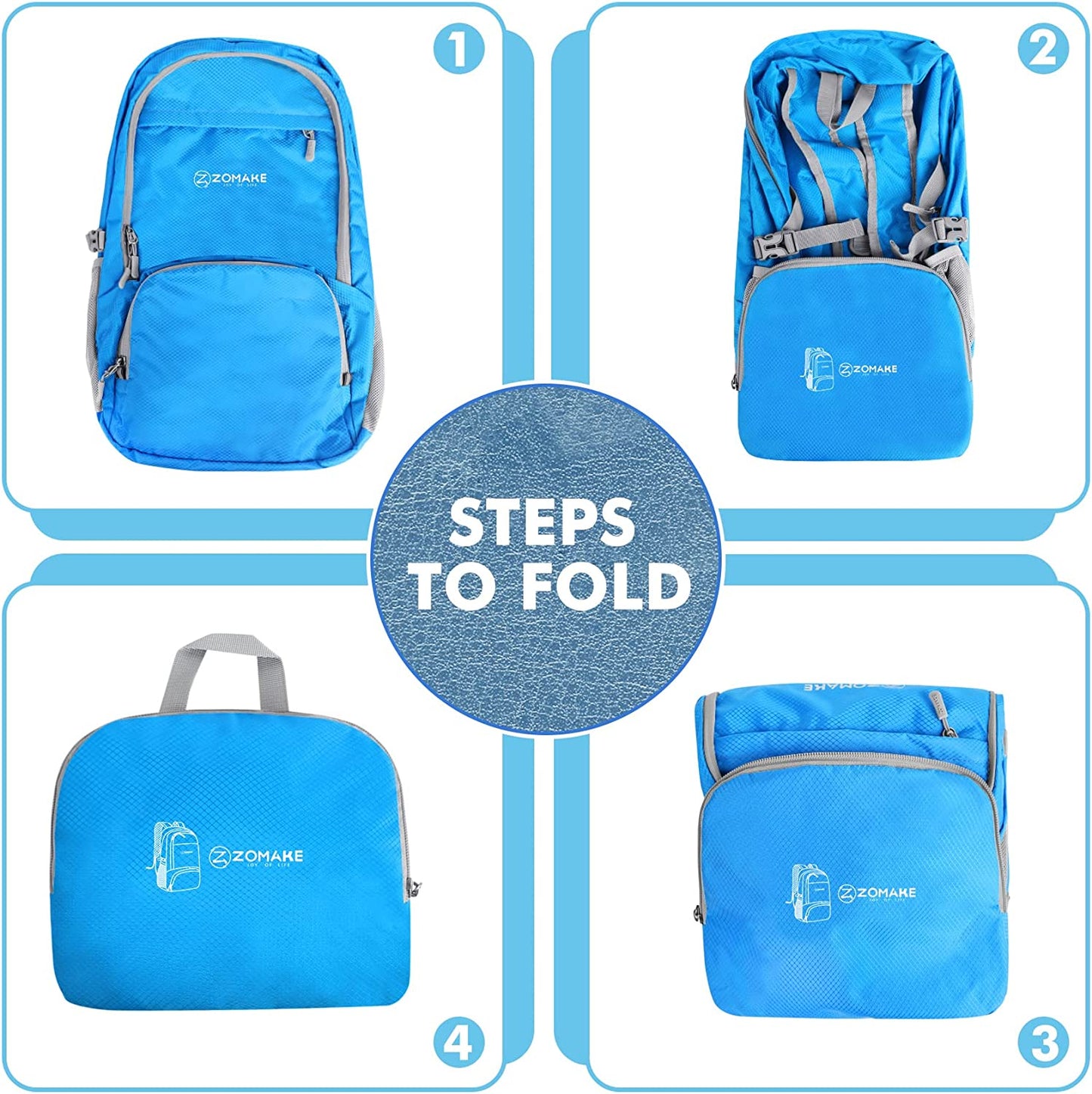 Lightweight Packable Backpack 30L, Foldable Hiking Backpacks Water Resistant Compact Folding Daypack for Travel(Light Blue)