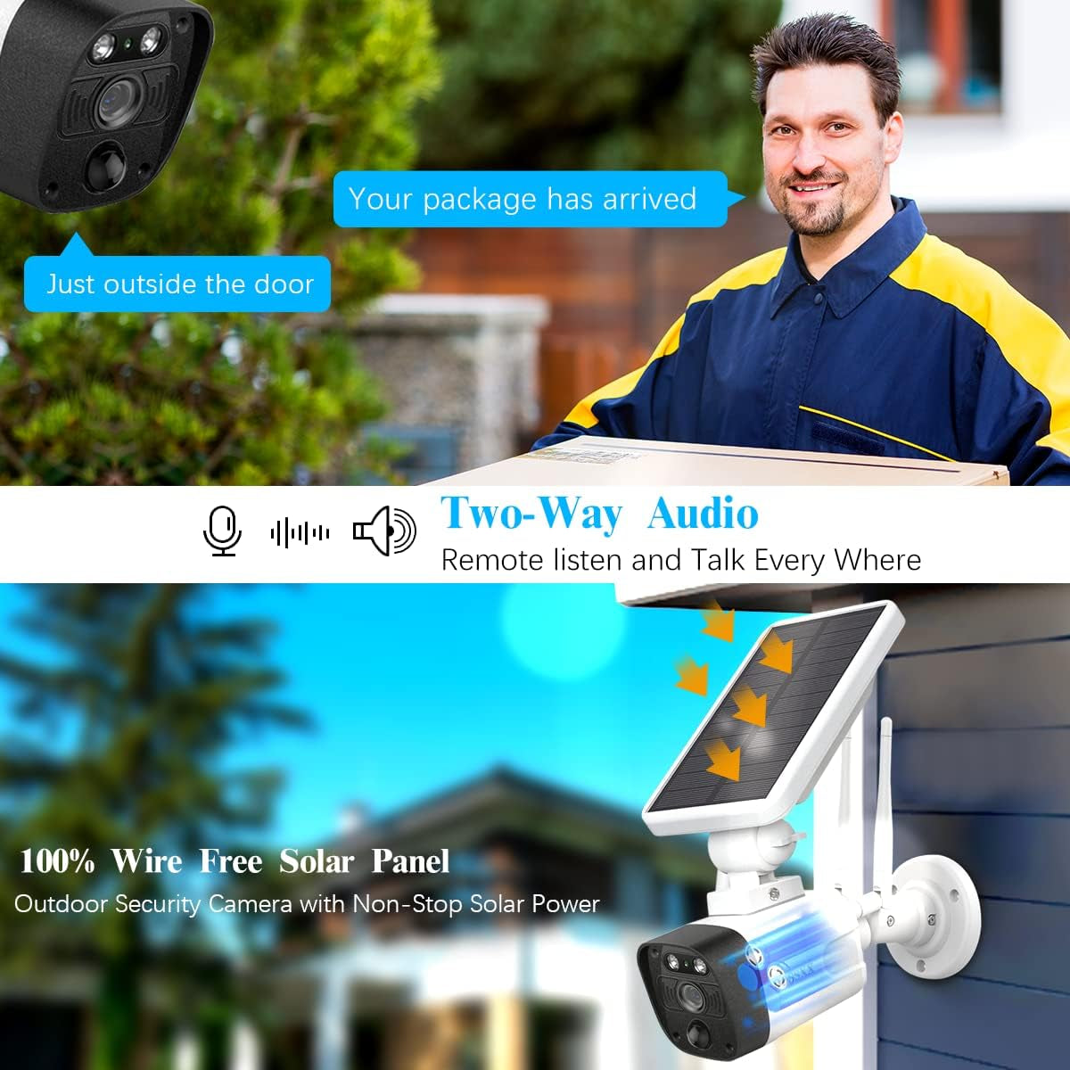 Solar Security Camera Outdoor Wireless Solar Powered Wireless Camera with Rechar