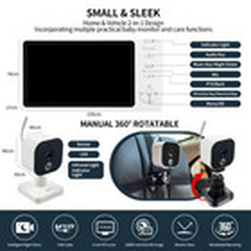 Baby Car Camera Backseat Wireless Baby Monitor with Camera (Max. Range 1000FT...