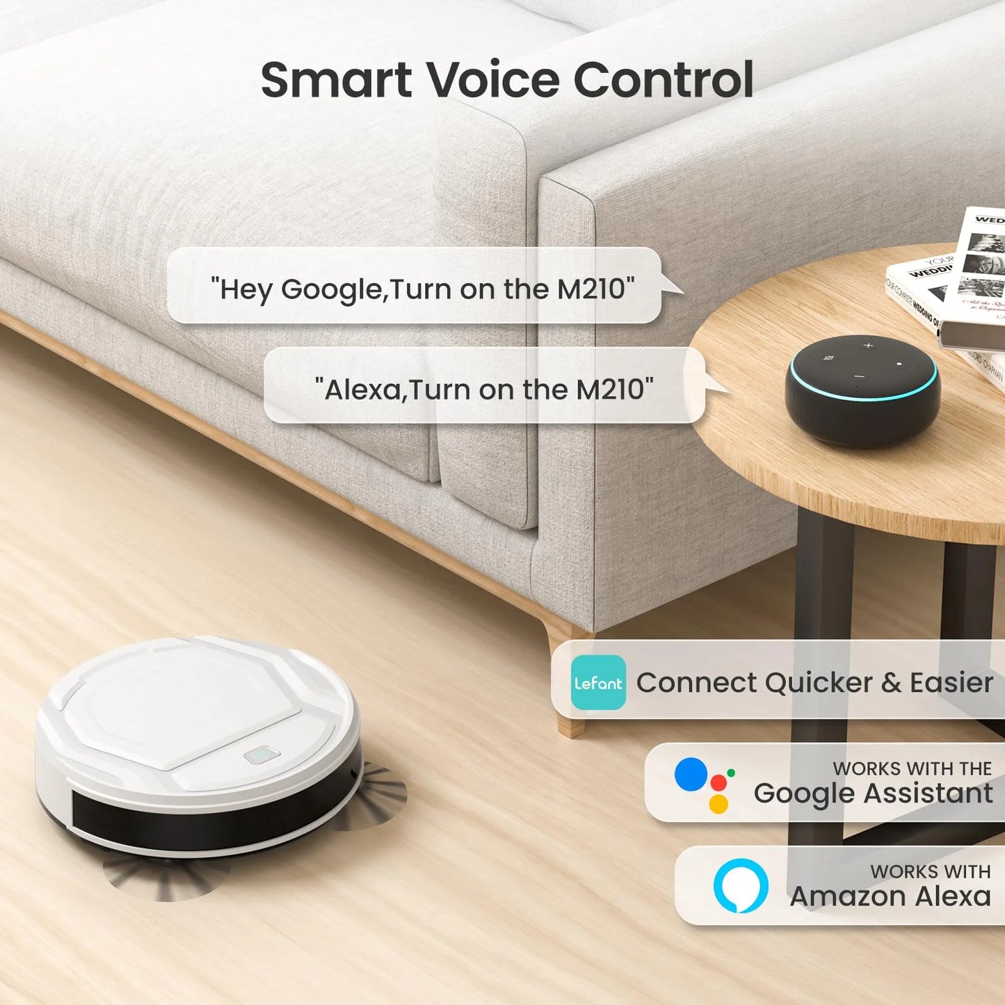 Robot Vacuum Cleaner, 2 in 1 Robot Vacuum and Mop, Wifi/Alexa/App Control, Self-Charging Robotic Vacuum with Schedule, Ideal for Pet Hair Carpets Hard Floors