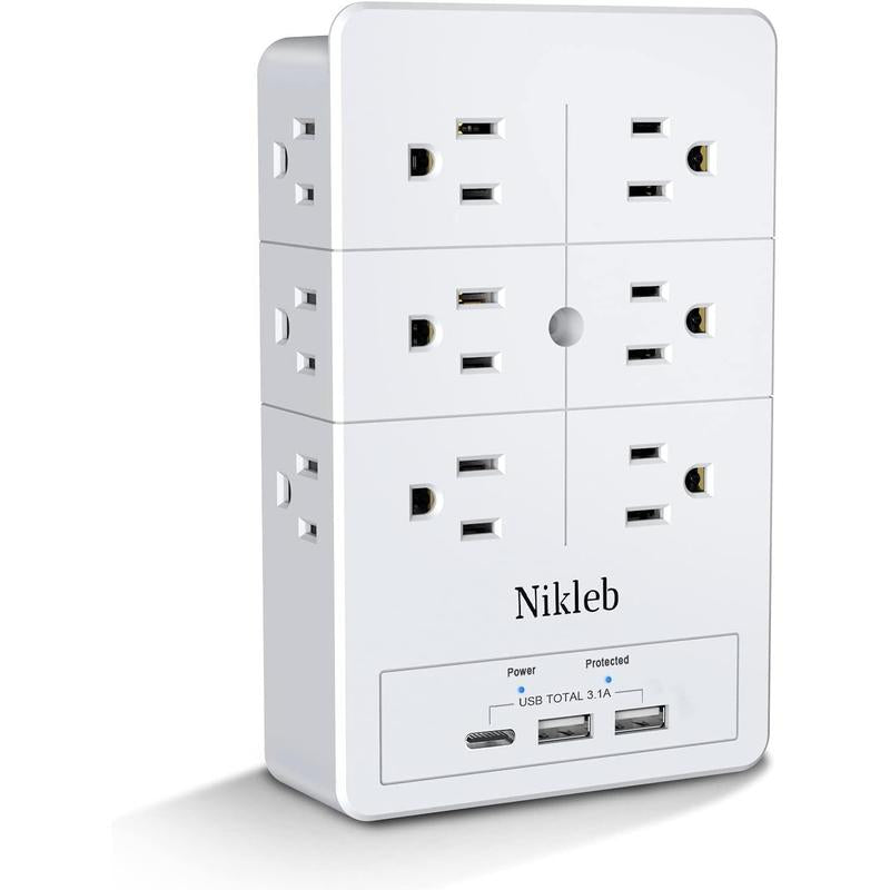 Multi Plug Outlet Extender, Surge Protector 12 Outlets, Wall Plug with 2 Usb+Type C, Outlet Splitter Heavy Duty for Home, Office, Garage Improvement