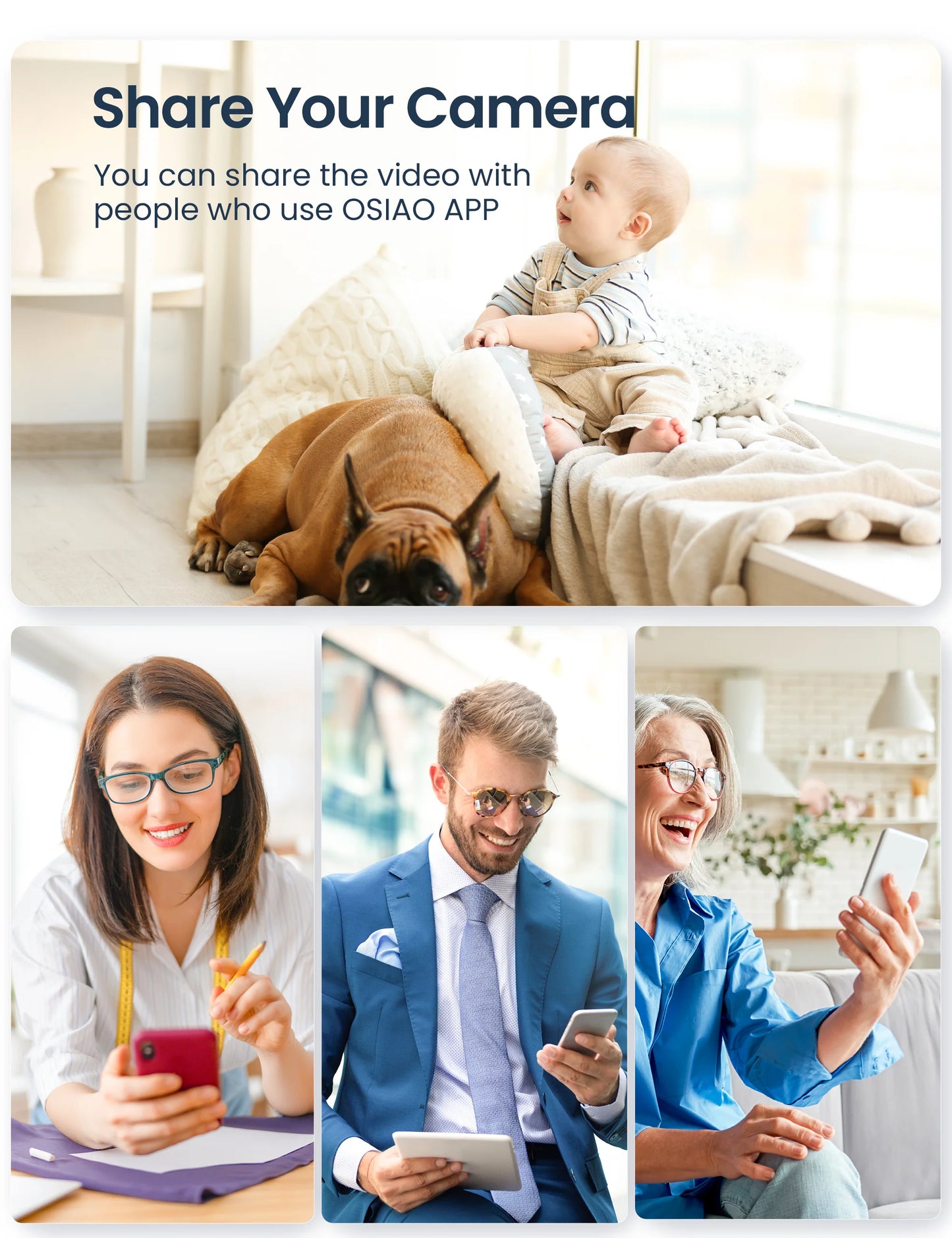 Indoor Security Camera, 1080P, 360°APP Pan, Motion Detection, 2-Way Audio, Alerts, Cloud, Alexa