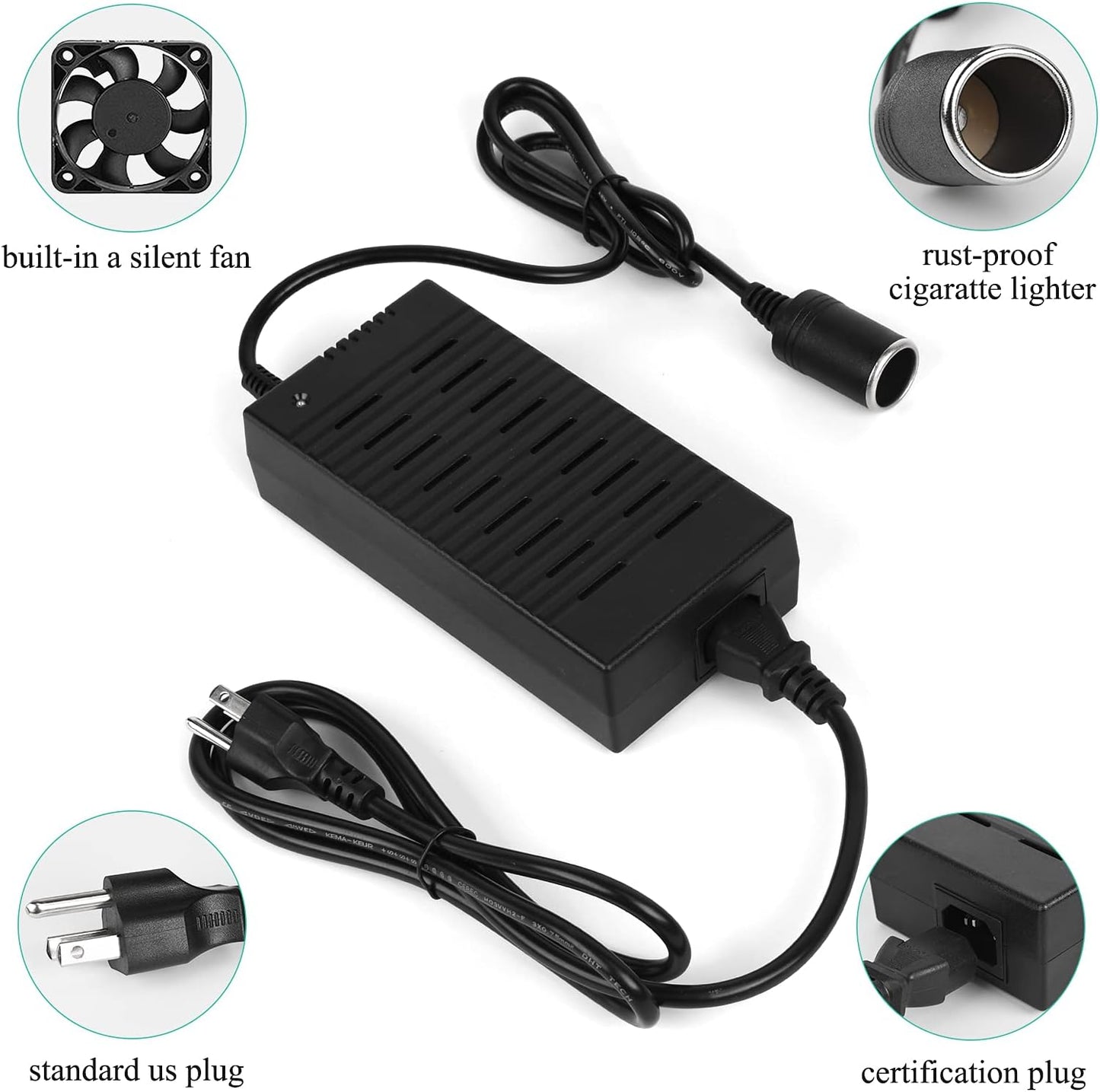 AC to DC Converter 15A 110-220V 12V Car Cigarette Lighter Socket Power Adapter for Car Vacuum Tire Inflator and Other Car Devices under 180W