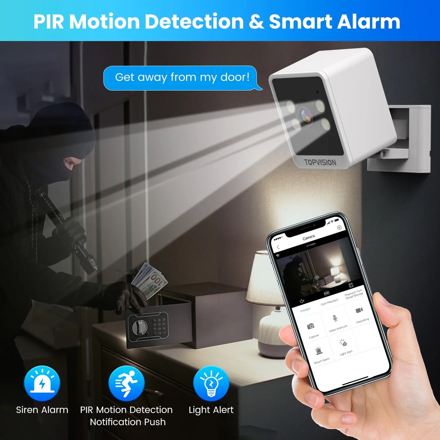 Q28 Smart Home Security Camera Outdoor with 2K Resolution, Box Surveillance Camera, White, 1