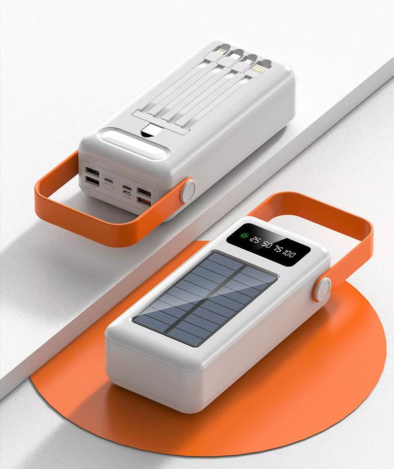 100000Mah Large Capacity Power Bank Outdoor Camping LED Light with Detachable Four-Wire Solar Charging Power Bank