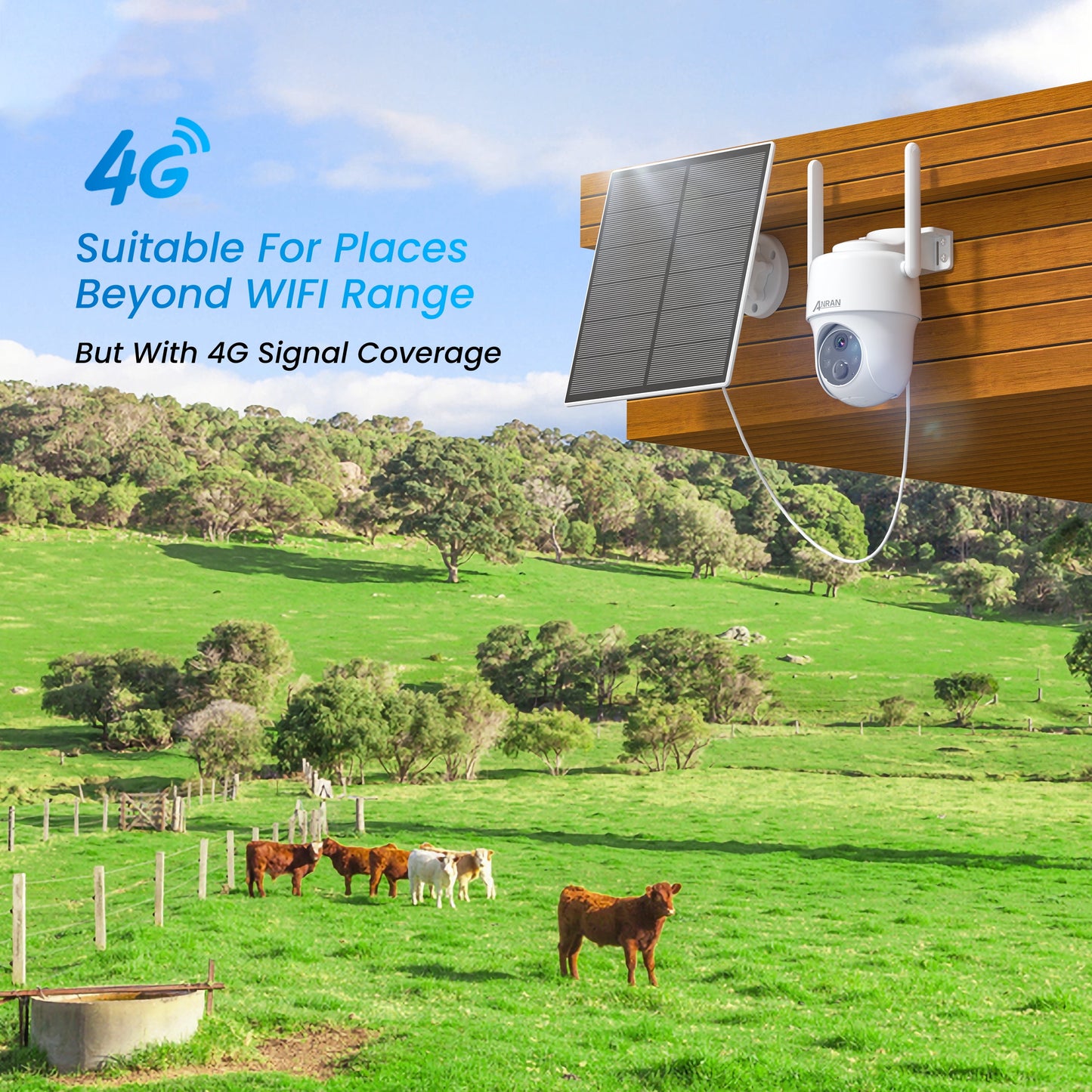3/4G LTE Cellular Security Camera Outdoor Wireless, 2K Solar Cellular Camera No Wifi Needed Pan Tilt 360°View, Smart Motion Activated, SIM&SD Card Included, IP66 Waterproof, PIR Human Detection