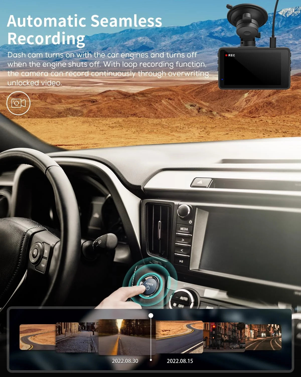 Dash Cam,1080P Car Camera 3” LCD Screen,170° Wide Angle,Wdr,G-Sensor, SD Card(Not Include),Black