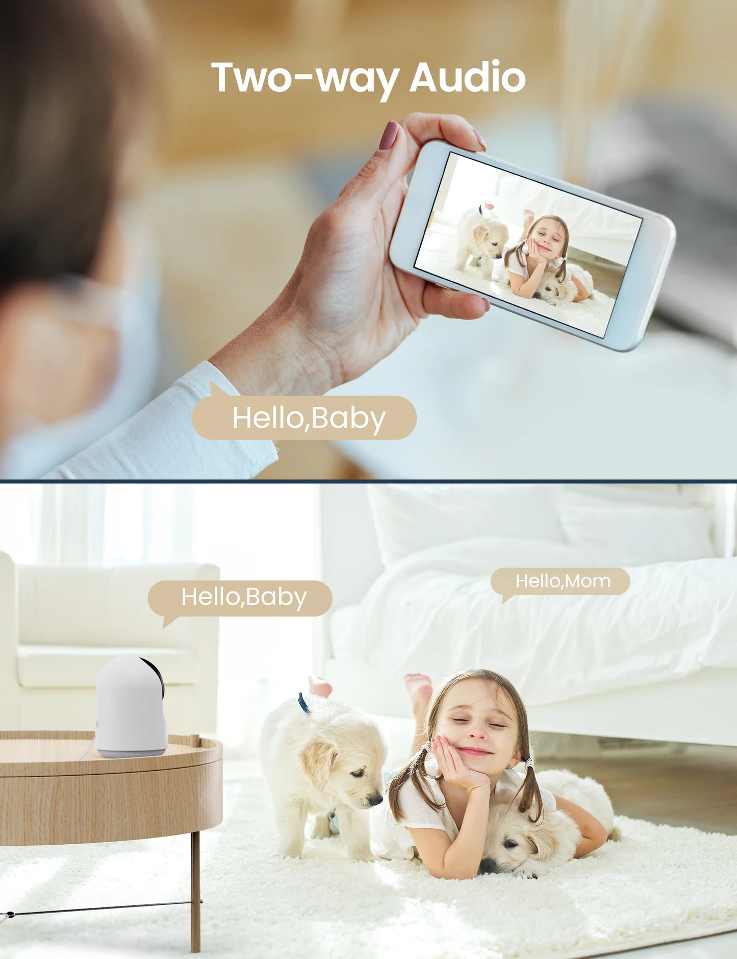 Indoor Security Camera, 1080P, 360°APP Pan, Motion Detection, 2-Way Audio, Alerts, Cloud, Alexa