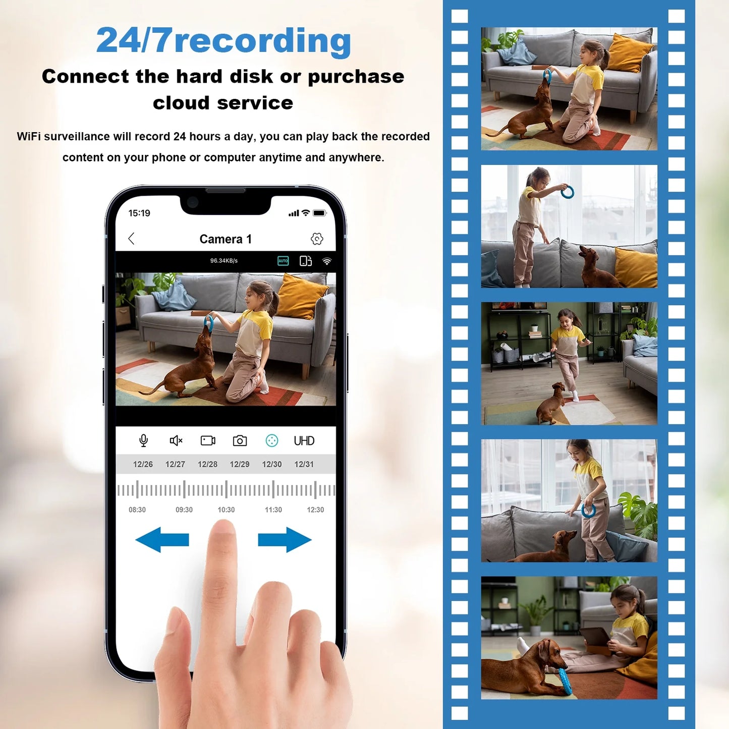 4Pcs Wired Security Camera System, 8CH 3MP NVR, 1080P Surveillance Cameras with Color Night Vision, IP66 Waterproof, Indoor/Outdoor, Wireless Wi-Fi APP Control, No HDD