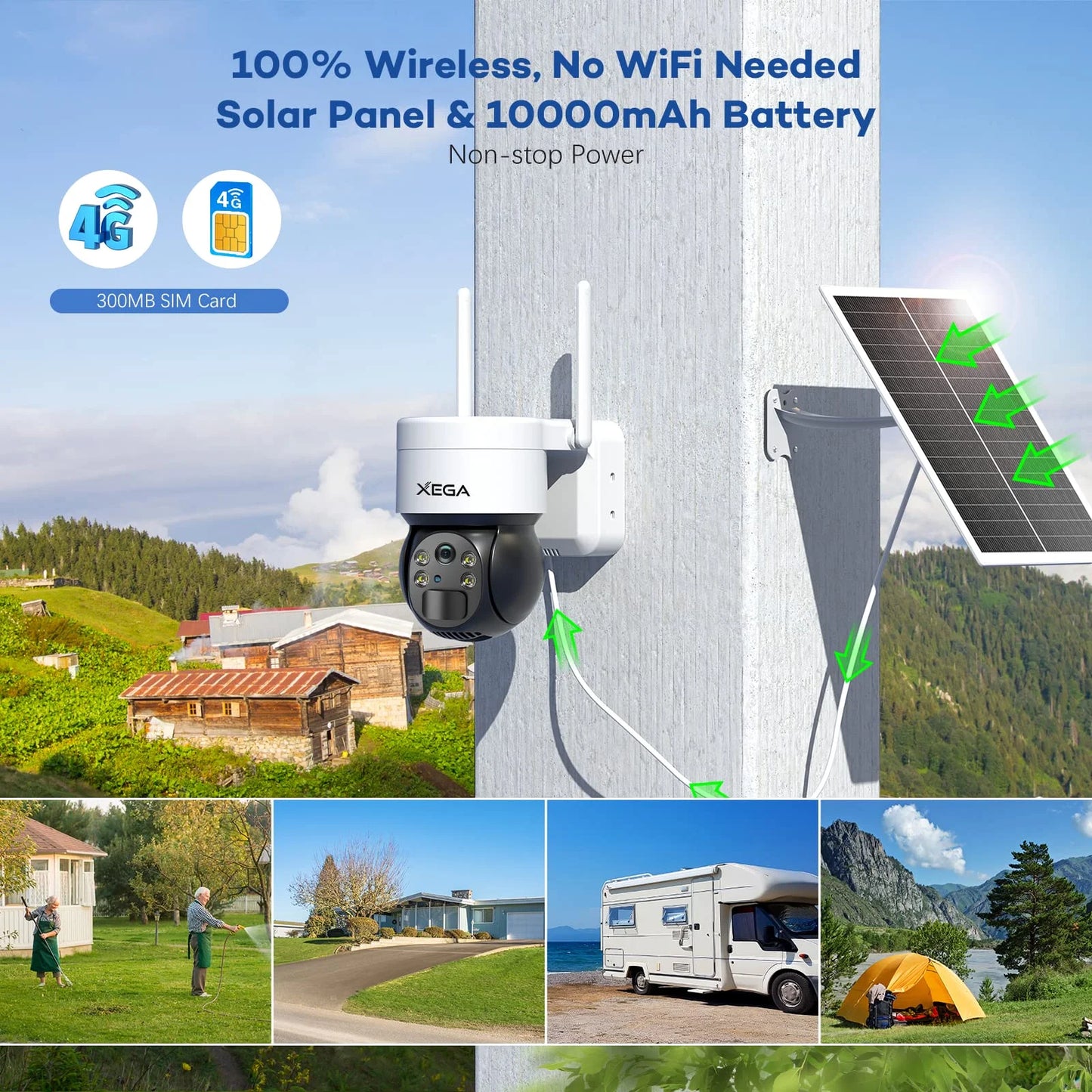 2 Pack 3G/4G LTE Cellular Security Camera with 2K HD, 4 MP, Outdoor Solar Camera, Accessories Included