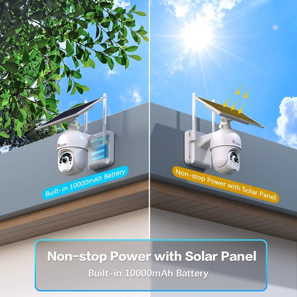 2K Outdoor Security Camera with 360° View, Spotlight, 2560X1440P, 10000Mah, White, 1