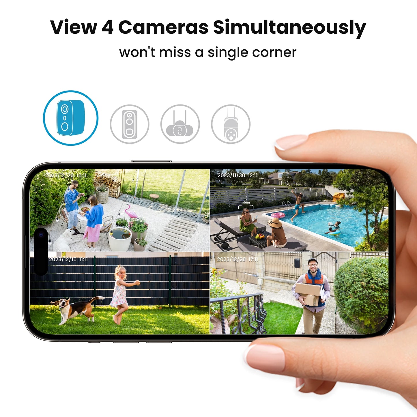 Solar Outdoor Security Cameras Wireless, 2K Color Night Vision, Surveillance with AI Detection, Work with Alexa Supports Only 2.4G WIFI