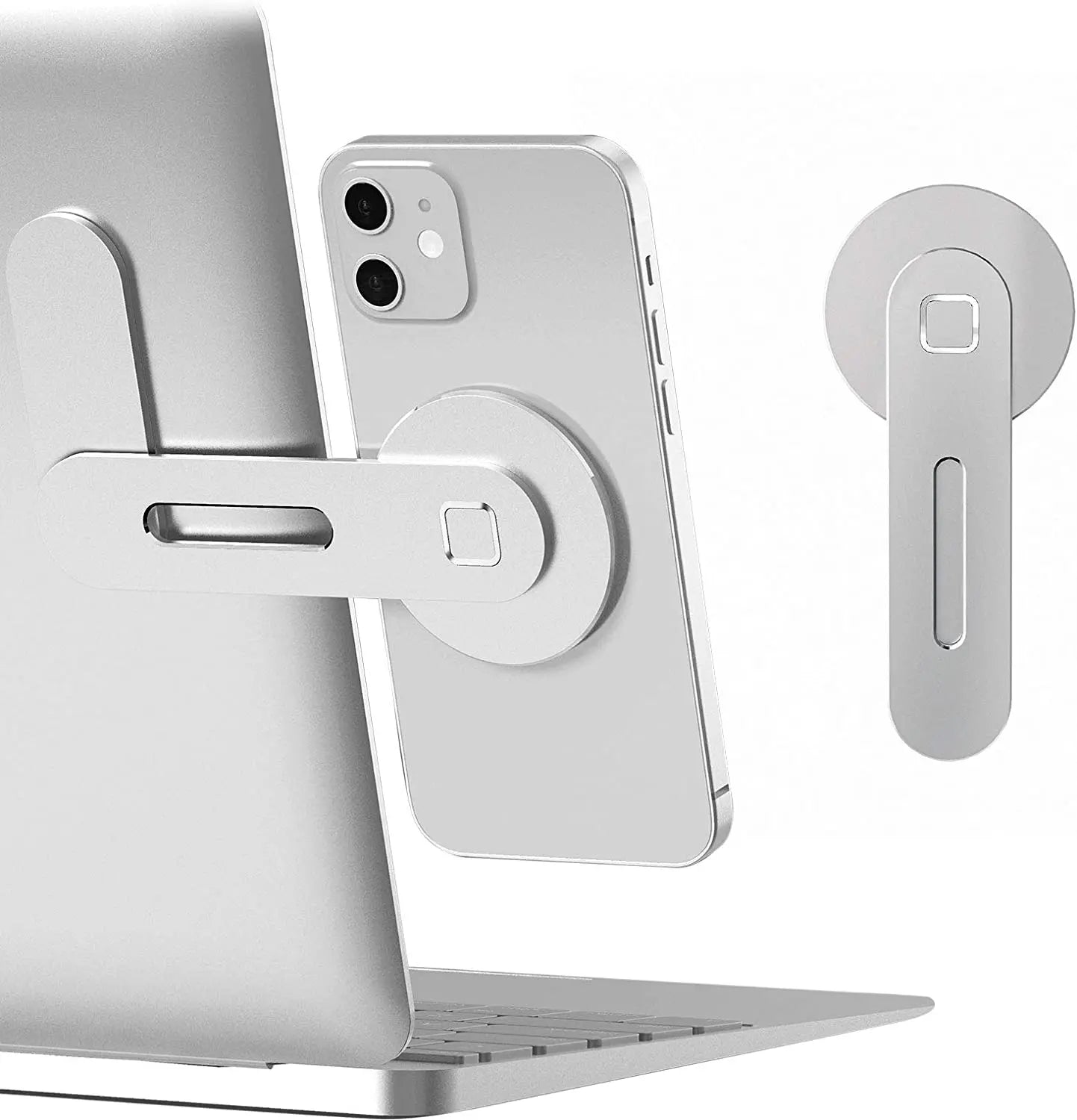 Magnetic Slim and Foldable Laptop and Monitor Side Phone Holder for iPhone 14/13/12 Series and All Smartphones