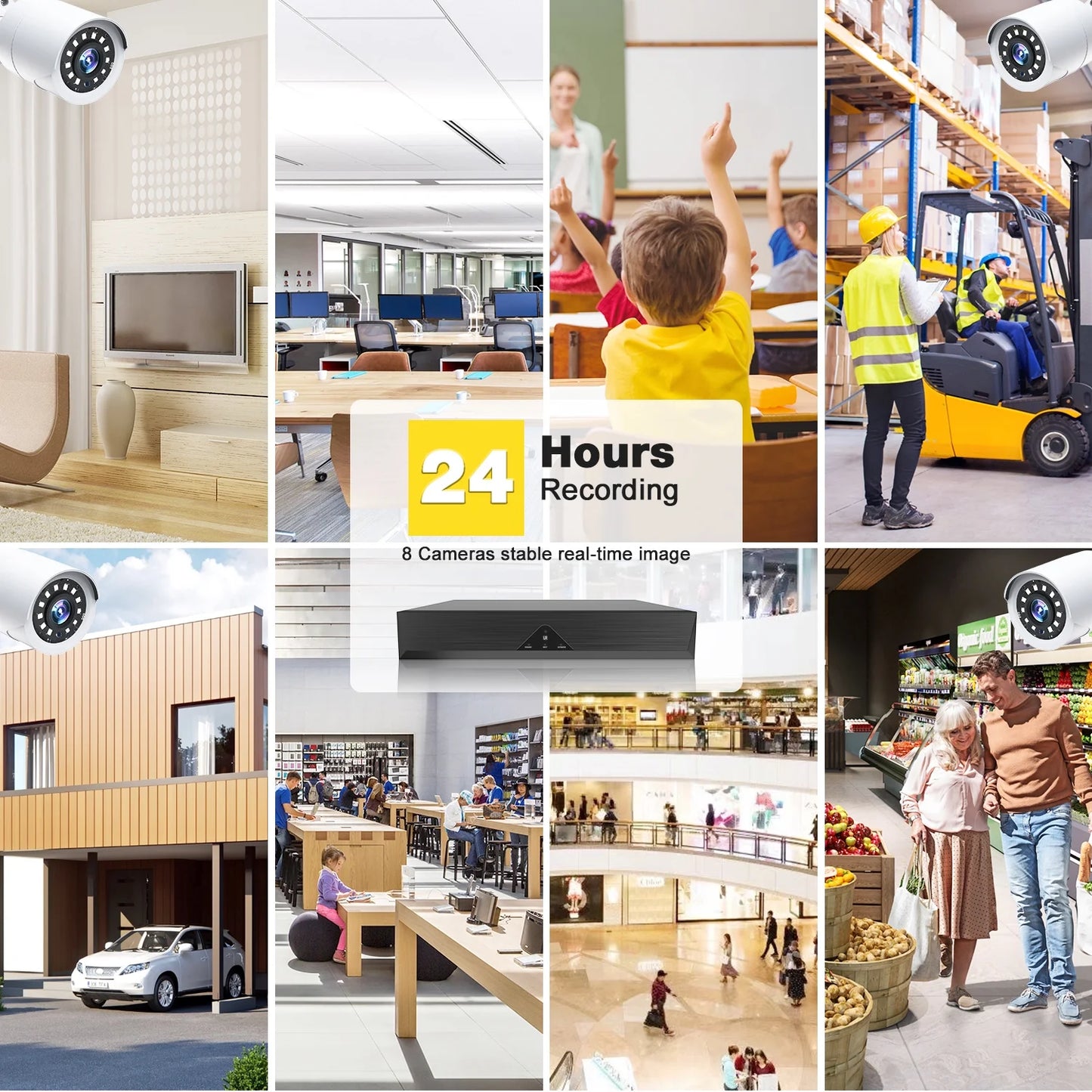 SC35 8CH CCTV Security Camera System Outdoor with 3TB Hard Drive 8Pcs Wired 1080P Bullet Surveillance Cameras HDMI Connector