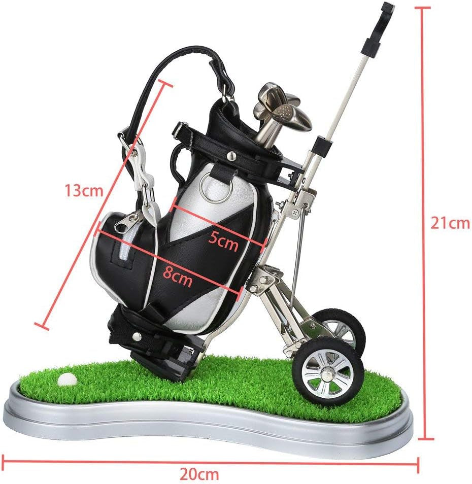 Golf Gifts for Christmas Day, Golf Pens with Golf Bag Holder & Pen Holder, Golf Souvenirs Gifts with 3 Pieces Golf Club Pens Office Desk Golf Bag Pencil Holder for Men Birthday