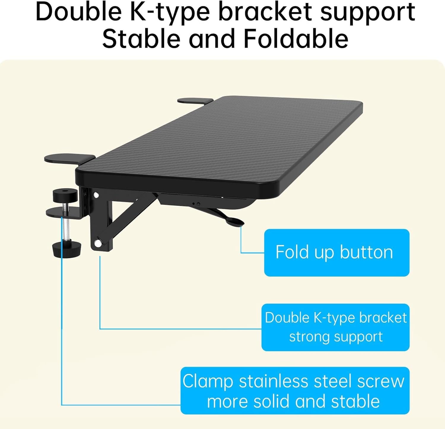 Ergonomic Desk Extension Tray, 75X24Cm, Clamp without Punch, Keyboard Drawer Tray, Computer Armrest Table Stand
