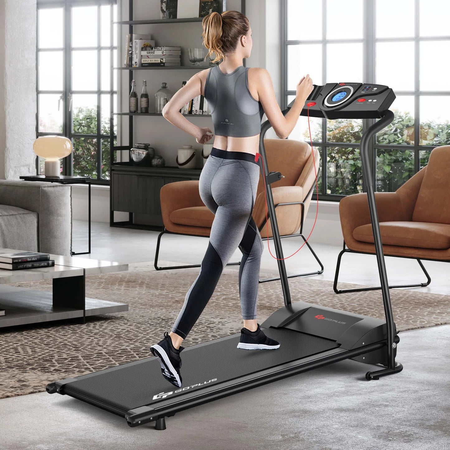 Goplus 1HP Electric Treadmill Folding Motorized Power Running Machine Fitness