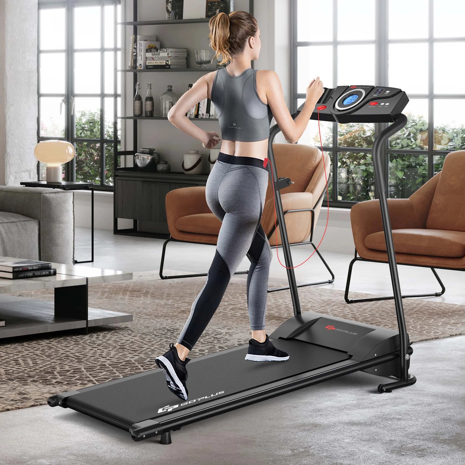 Goplus 1HP Electric Treadmill Folding Motorized Power Running Machine Fitness