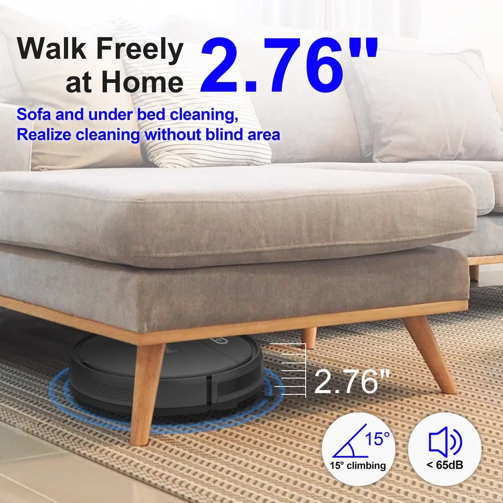 Robot Vacuum Cleaner with 2200Pa, Self-Charging, Tangle-Free, 100 Min Runtime, Anti-Collision Anti-Fall E3 PLUS