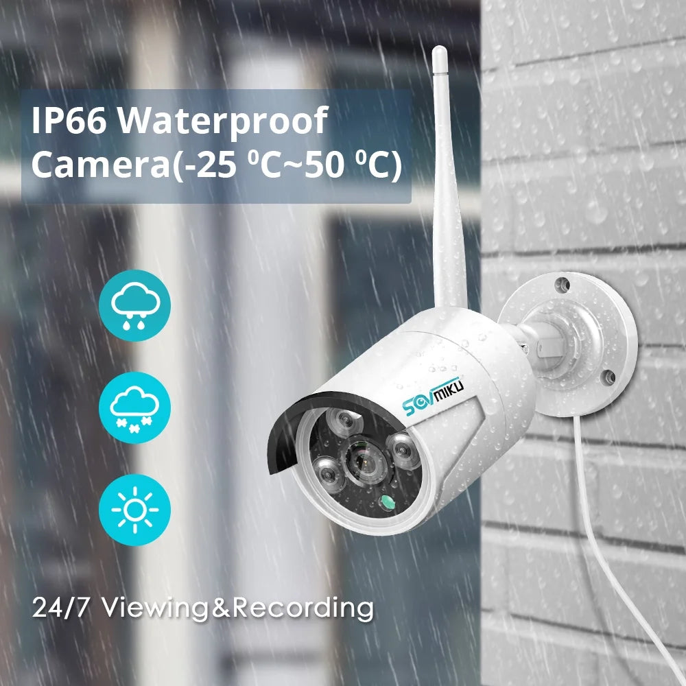 4Pcs 3MP Security Camera System with 12.1" Monitor, 3TB Hard Drive, Color Night Vision , IP66 Waterproof, Motion Alert