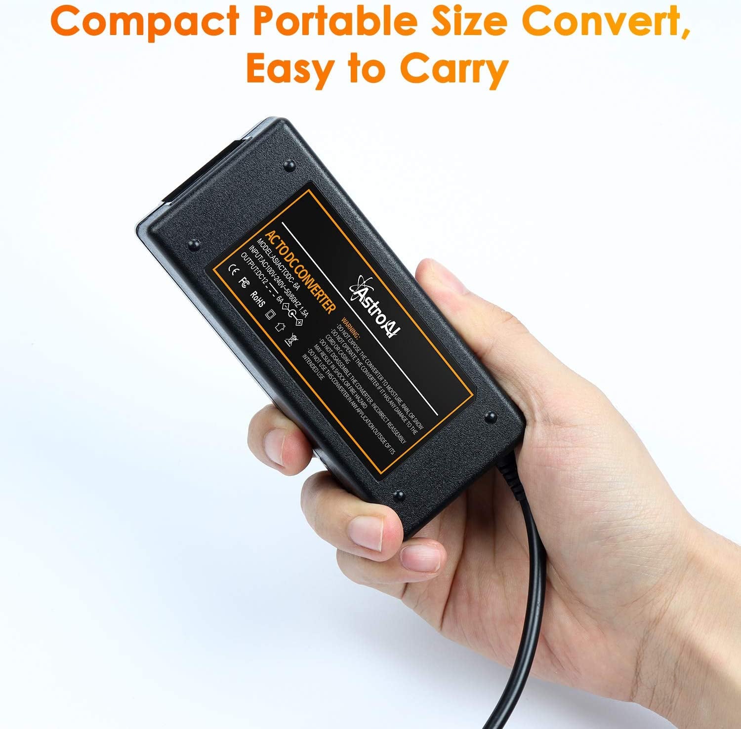 AC to DC Converter, 6A/72W/110V to 12V Converter, Car Cigarette Lighter Socket AC/DC Power Supply Adapter Transformer for Car Refrigerator, and Other Car Devices