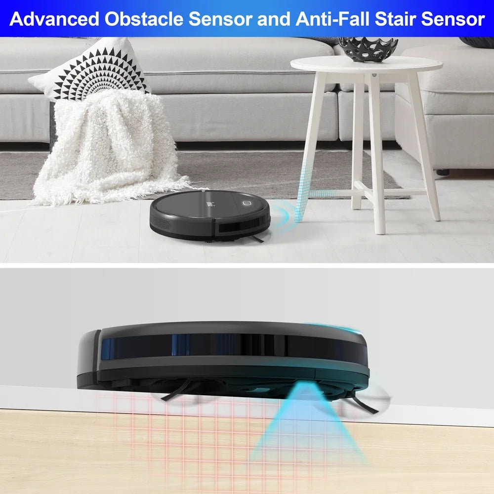 Robot Vacuum Cleaner with 2200Pa, Self-Charging, Tangle-Free, 100 Min Runtime, Anti-Collision Anti-Fall E3 PLUS