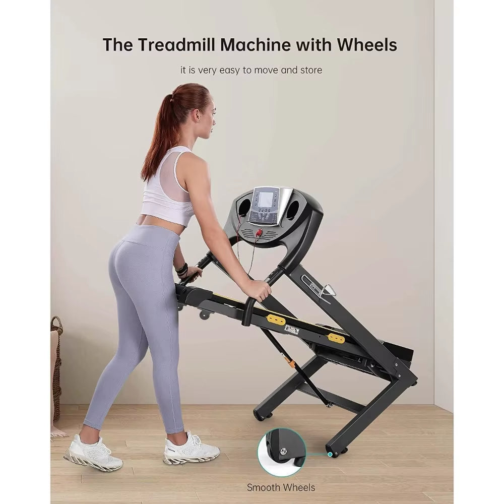 Treadmill with Incline, Foldable Treadmill 17'' Electric Treadmills 2.5 HP/8.5 MPH with 15 Training Programs 0-12% Auto Incline
