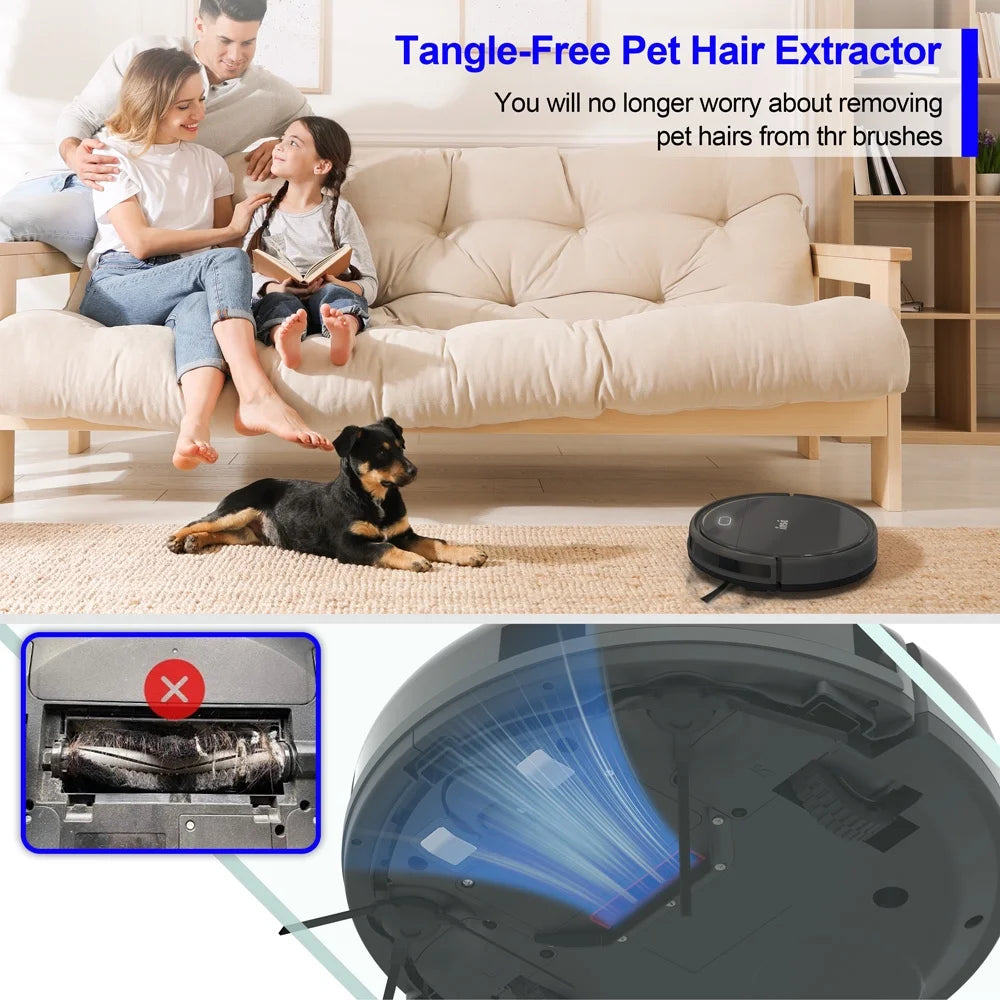 Robot Vacuum Cleaner with 2200Pa, Self-Charging, Tangle-Free, 100 Min Runtime, Anti-Collision Anti-Fall E3 PLUS