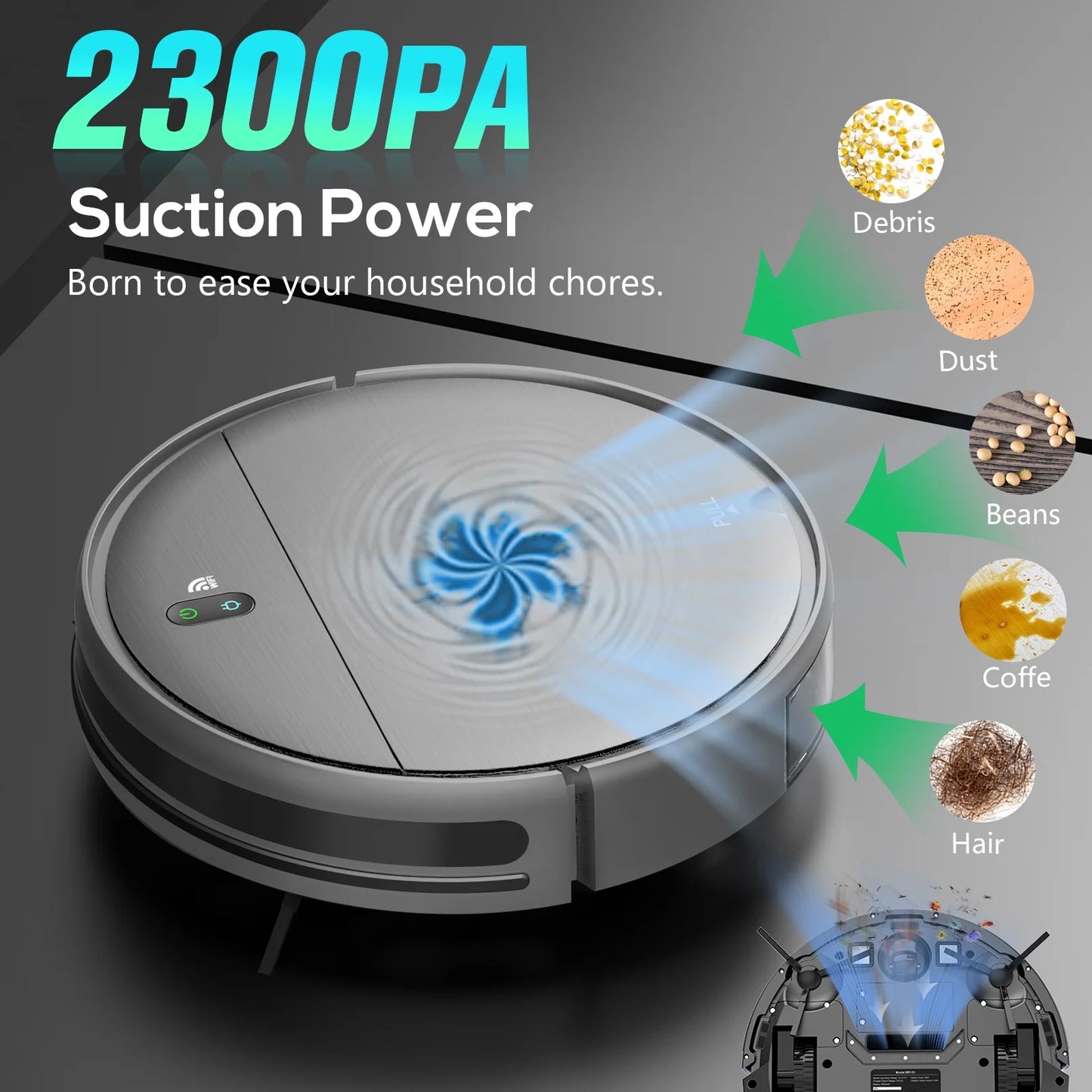 Robot Vacuum Cleaner, Robot Vacuum and Mop Combo with WIFI / Alexa for Pet Hair and Hard Floor