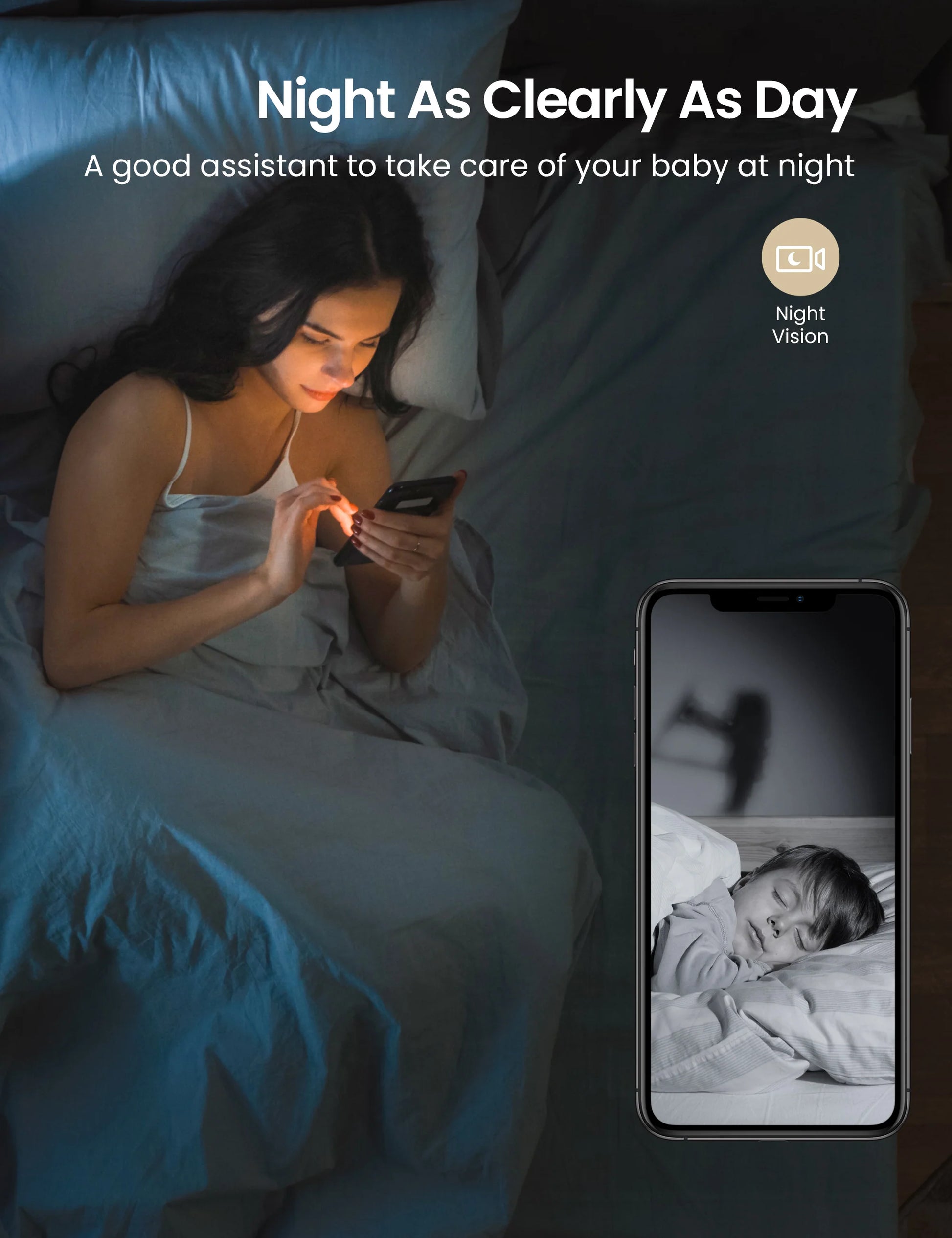 Indoor Security Camera, 1080P, 360°APP Pan, Motion Detection, 2-Way Audio, Alerts, Cloud, Alexa
