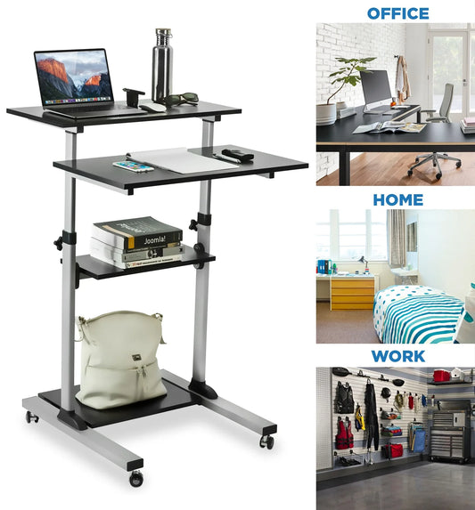 Mount-It MI-7940 Height Adjustable Computer Work Station Rolling Presentation Cart