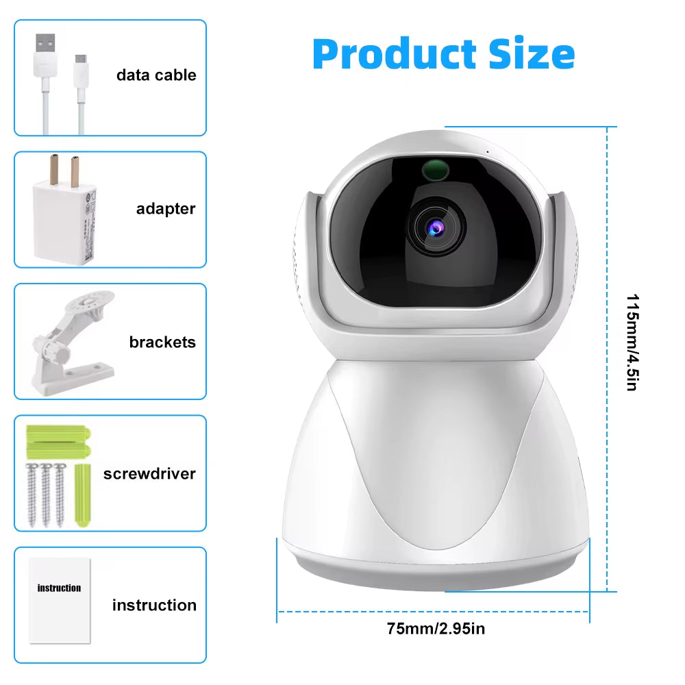 5G Indoor Wifi Camera HD 360° Dual-Frequency Surveillance Security Camera Night Vision Auto Tracking Baby Monitoring Camera