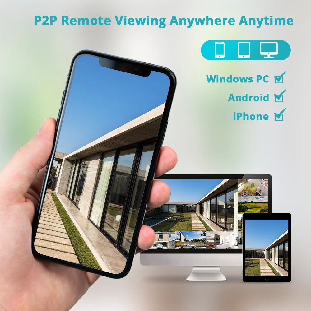 4Pcs 3MP Security Camera System with 12.1" Monitor, 3TB Hard Drive, Color Night Vision , IP66 Waterproof, Motion Alert